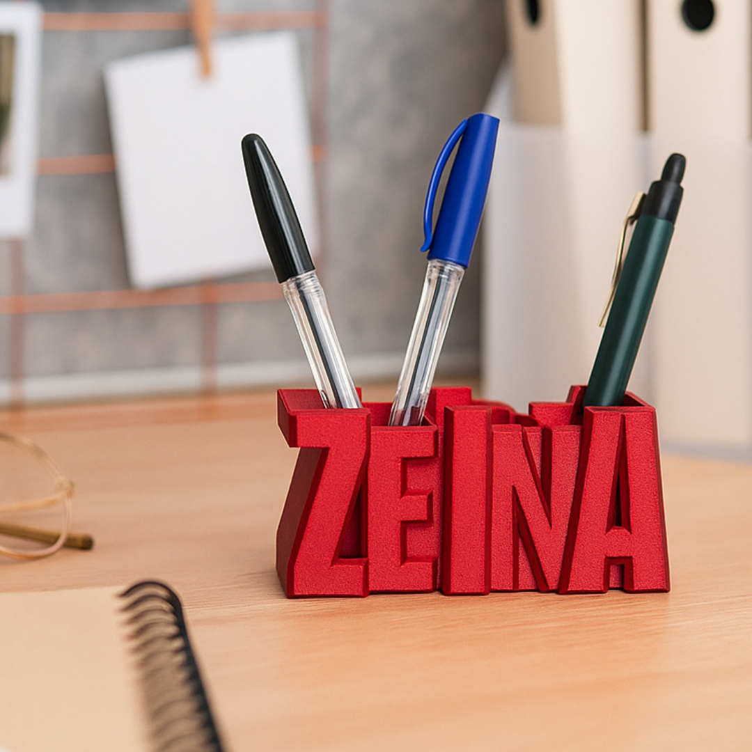 Limited Edition Color 3D Desk Name Tag Pen Holder