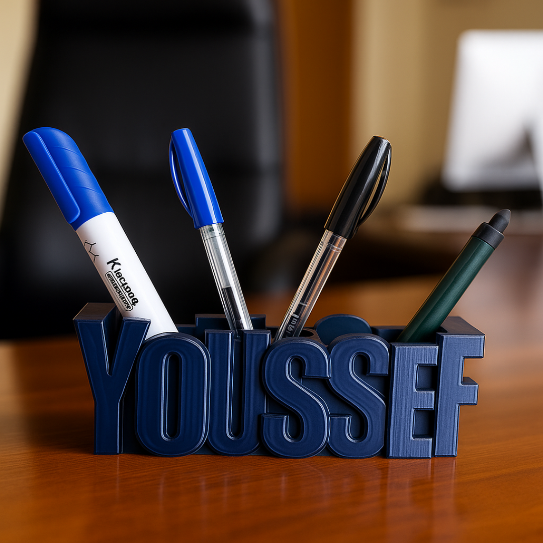Limited Edition Color 3D Desk Name Tag Pen Holder