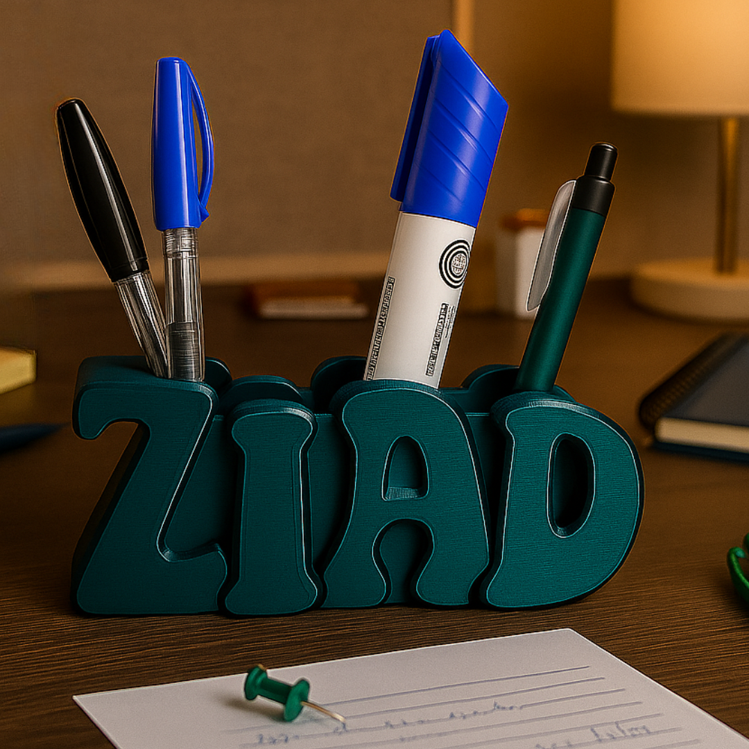 Limited Edition Color 3D Desk Name Tag Pen Holder
