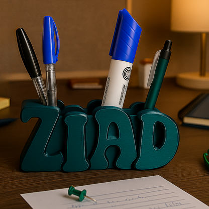 Limited Edition Color 3D Desk Name Tag Pen Holder