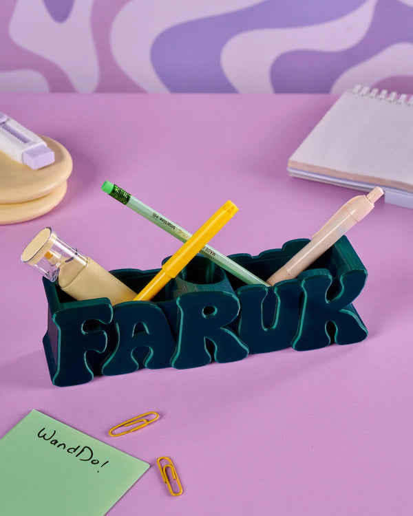 Limited Edition Color 3D Desk Name Tag Pen Holder