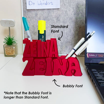 Limited Edition Color 3D Desk Name Tag Pen Holder