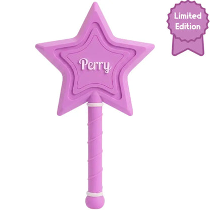 Personalized 3D printed purple credit card wand with a star holding a contactless credit card