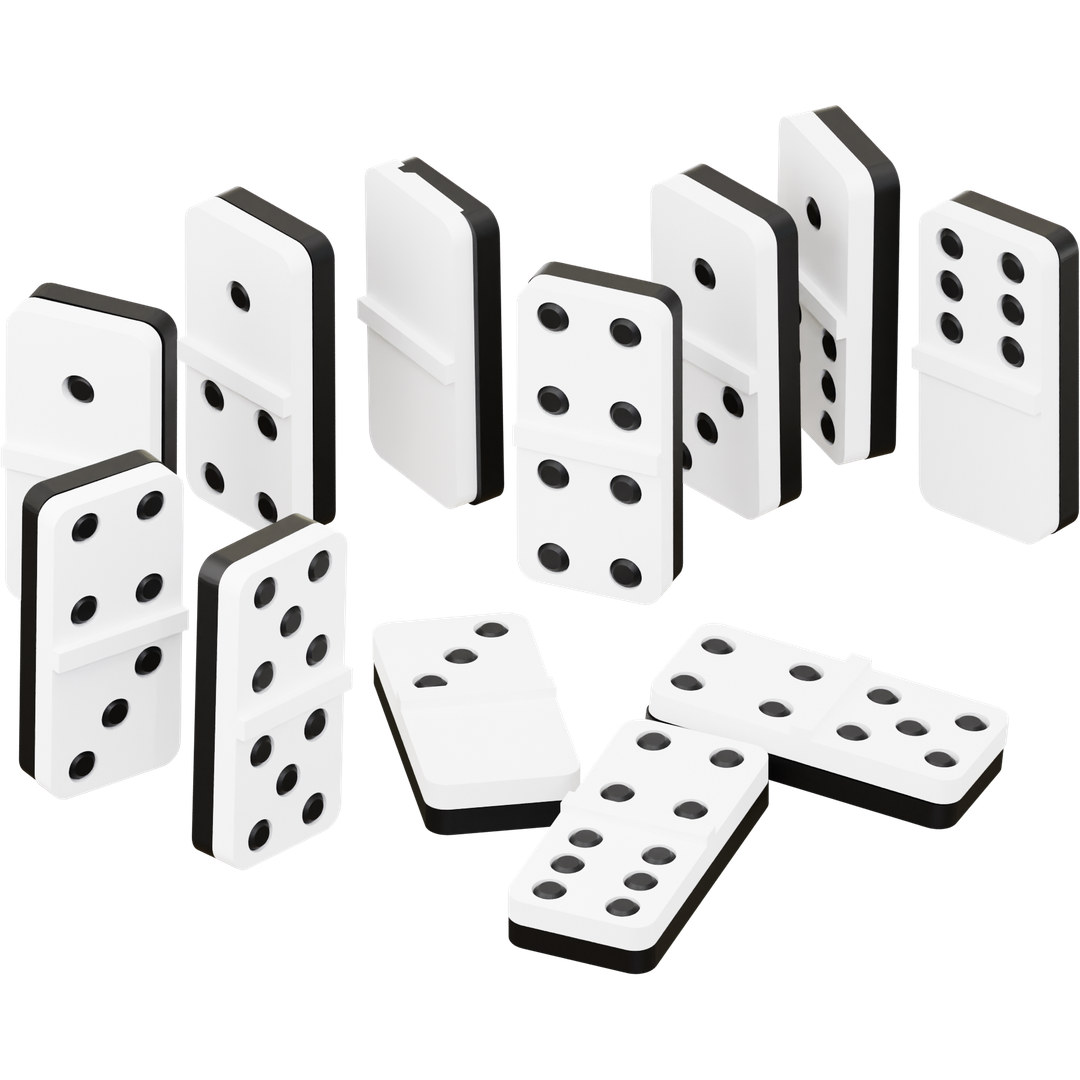 High-quality 3D printed white mini domino set with custom colors and modern design