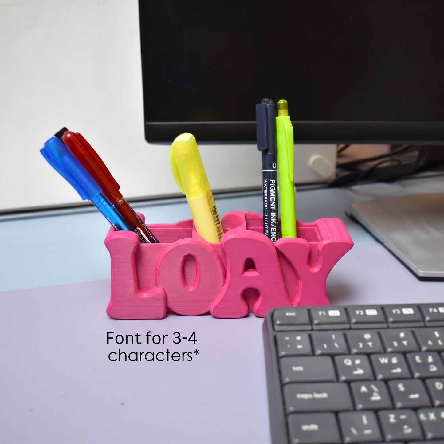 3D Desk Name Tag Pen Holder
