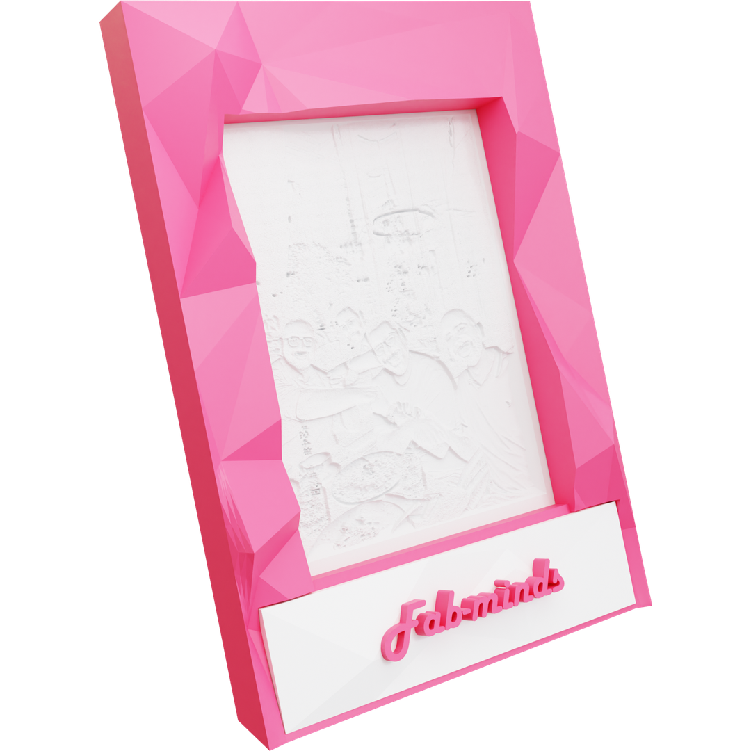 3D printed personalized GeoGlow geometric frame with subtle backlit lighting and a custom name strip
