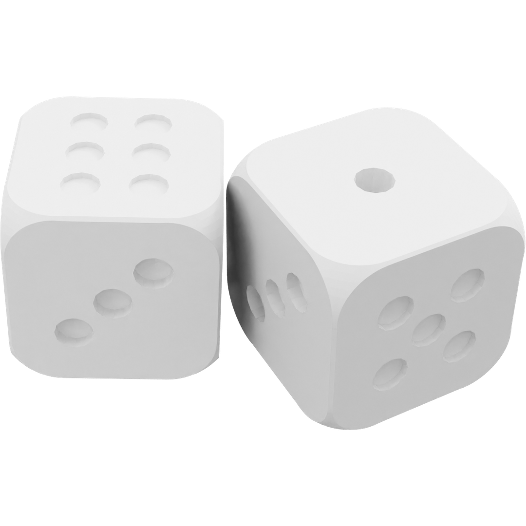 Compact 9.6mm precision balanced 3D printed White dice for board games