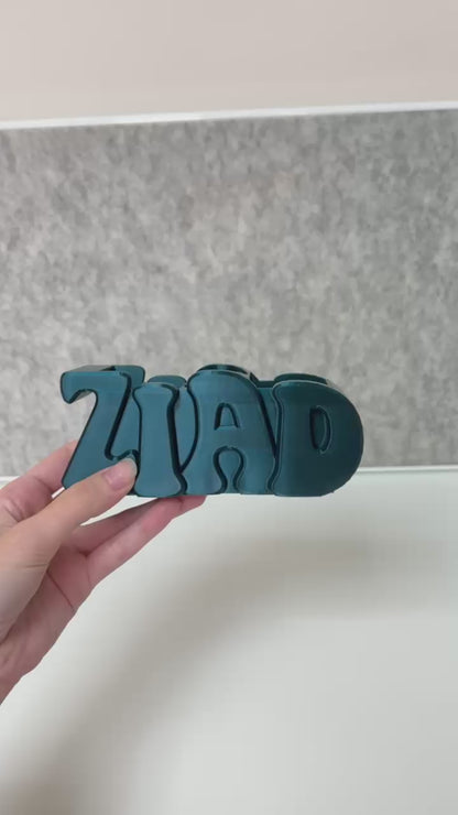 Limited Edition Color 3D Desk Name Tag Pen Holder