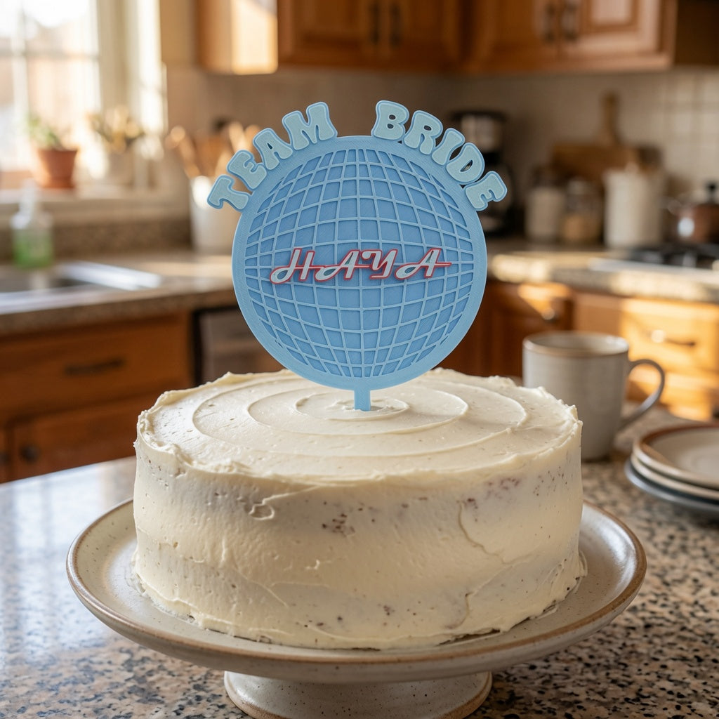 Bachelorette Cake Topper Light Blue/White/Yellow