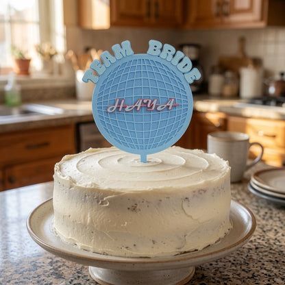 Bachelorette Cake Topper Light Blue/White/Yellow