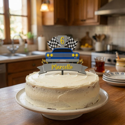 Car Race Cake Topper Blue Car