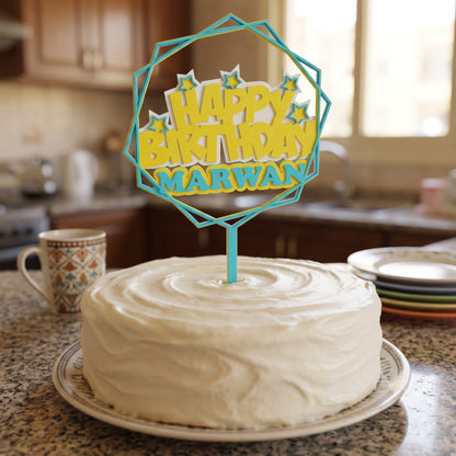Funky Birthday Light Blue/Yellow/White