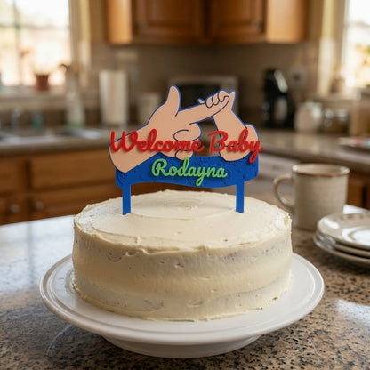 Welcome Baby Topper Blue/Peak Green/Red